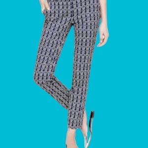 J CREW Womens Navy Rope Print Cotton Blend Flat Front Cafe Capri Pants. Size 00.